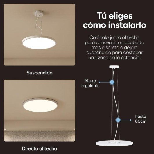 Plafón LED Ksix Levora Smart CCT 40 cm 3.700 Lm 30 W Diseño Ultrafino