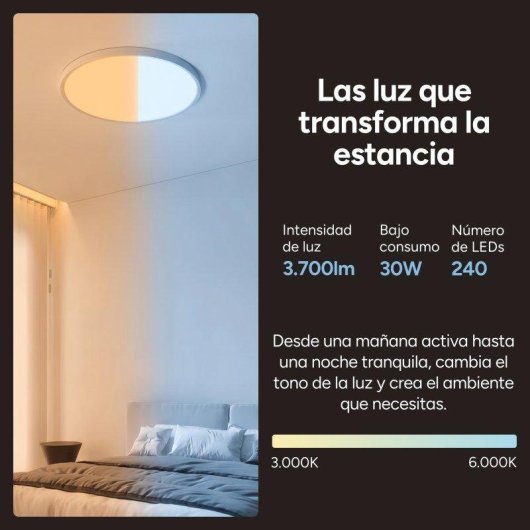 Plafón LED Ksix Levora Smart CCT 40 cm 3.700 Lm 30 W Diseño Ultrafino