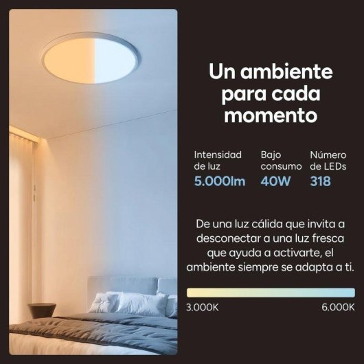 Plafón LED Smart Ksix Levora Plus CCT 5.000 lm Ø50 cm 40 W