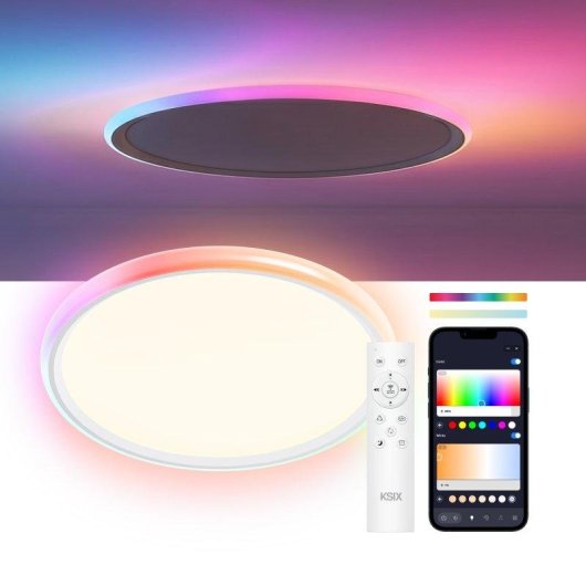 Plafón Ksix Levora Glow CCT+RGBIC Ø42 cm 3.700 lúmenes 30 W Ultrafino Tuya
