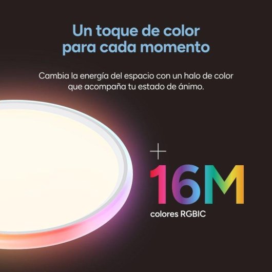 Plafón Ksix Levora Glow CCT+RGBIC Ø42 cm 3.700 lúmenes 30 W Ultrafino Tuya