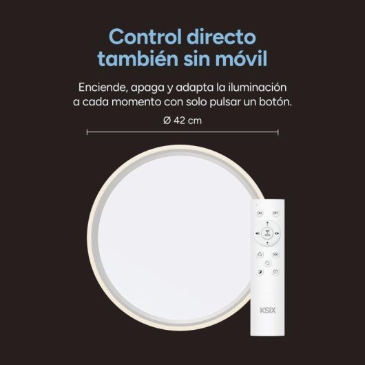 Plafón Ksix Levora Glow CCT+RGBIC Ø42 cm 3.700 lúmenes 30 W Ultrafino Tuya