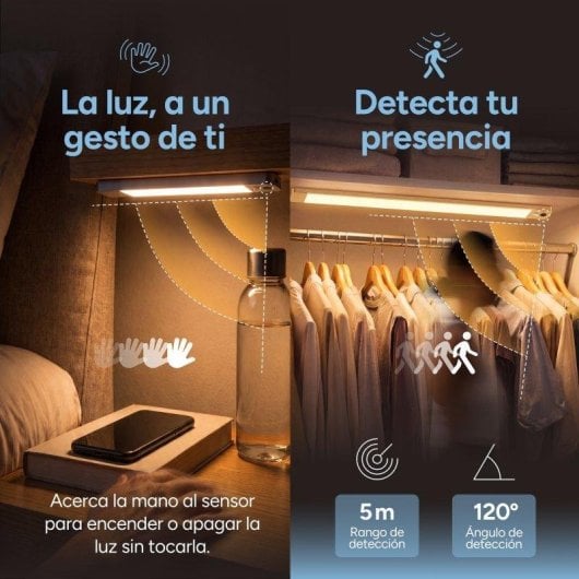 Luz LED Ksix Sense Motion 50 cm Doble Sensor 180 lm Recargable USB-C