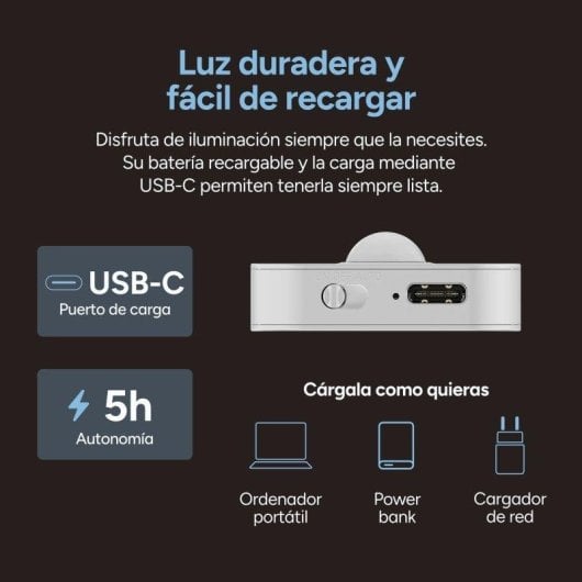 Luz LED Ksix Sense Motion 50 cm Doble Sensor 180 lm Recargable USB-C