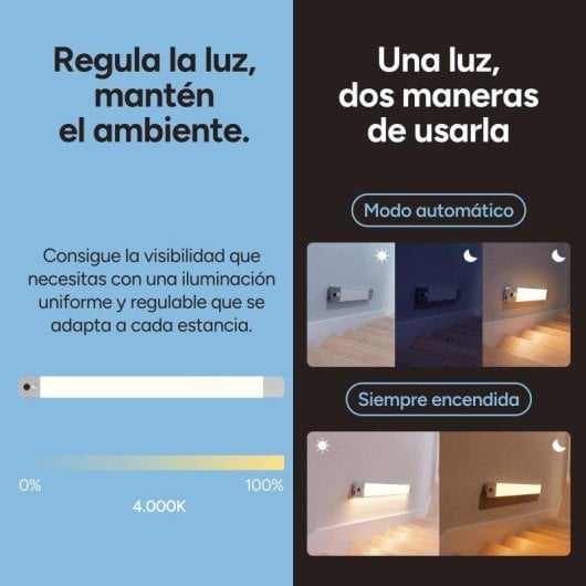 Luz LED Ksix Sense Motion 50 cm Doble Sensor 180 lm Recargable USB-C
