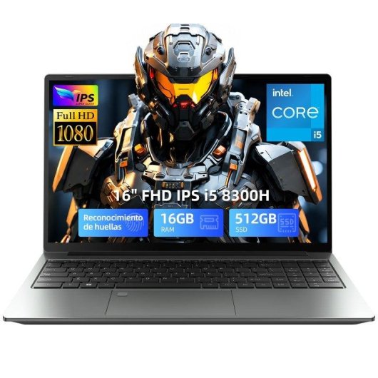 Portátil Micrear 16" Intel Core i5-8300H 16GB Windows 11 Pro 512GB SSD Lector de huellas