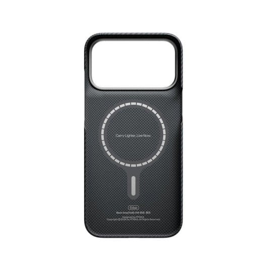 Funda para móvil PITAKA Edge de fibra de aramida negra/gris MagSafe para iPhone 18 Pro