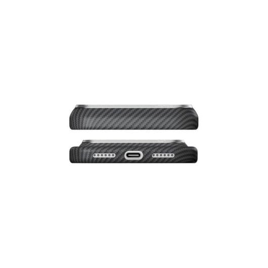 Funda para móvil PITAKA Edge de fibra de aramida negra/gris MagSafe para iPhone 18 Pro