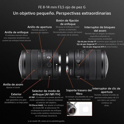 Objektiv Sony FE 8-14 mm F3.5 Fisheye G Mount E Ohne Stabilisierung