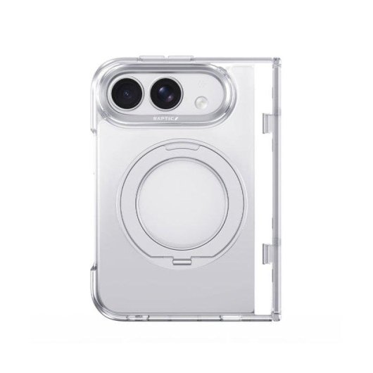 Funda para móvil Raptic Air Stand transparente con soporte MagSafe para iPhone Duo