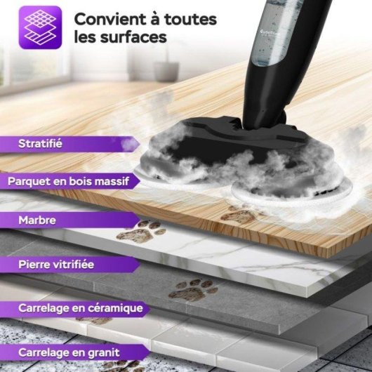 Moppe à vapeur Turbotronic Aquavac TT-AQV700 1200 W double tampon rotatif