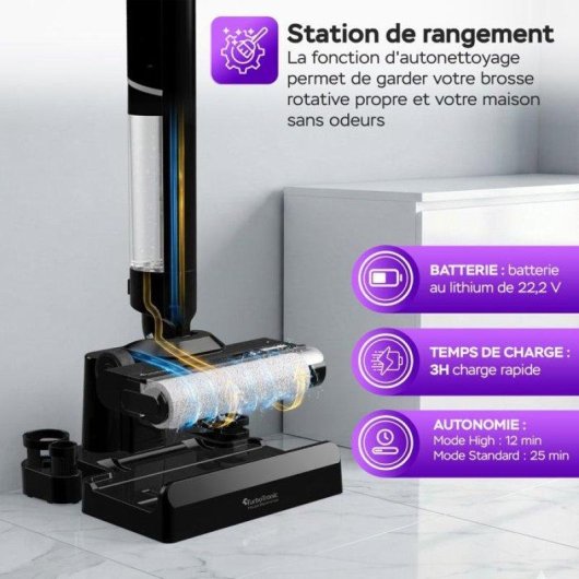 Aspirateur sans Fil Turbotronic Aiv9 150W HEPA+ 700ml 25 min Noir