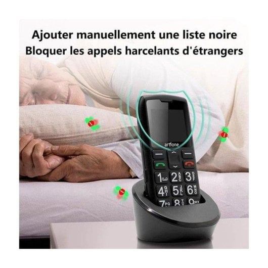 Artfone C1+ 4G 2.8" Touch Clavier Gros Bouton SOS Noir