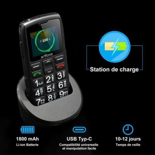 Artfone C1+ 4G 1,77" Bouton SOS Double SIM Radio FM