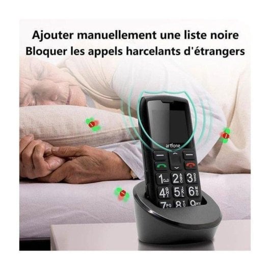 Artfone C1+ 4G 1,77" Touches Grandes Bouton SOS Noir