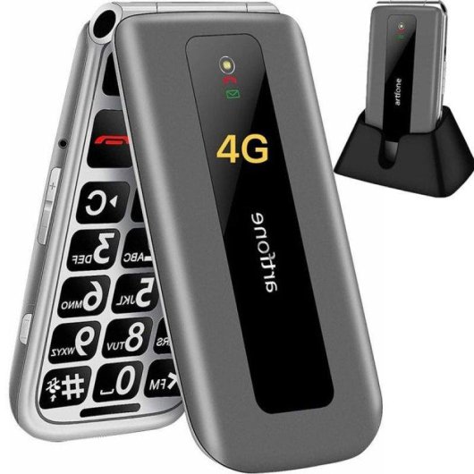 Artfone F30 4G 2,4" Bouton SOS Gris pour Seniors