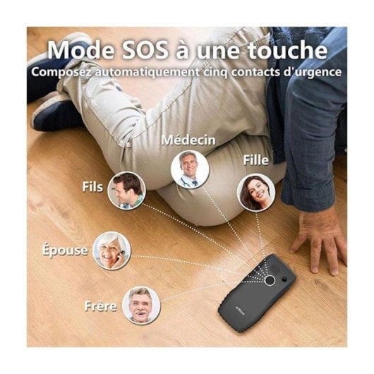 Artfone C1+ 4G 2.8" Grandes touches Bouton SOS Noir