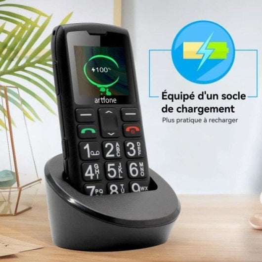 Artfone C1+ 2G 1,77" Clavier Large Bouton SOS Chargeur