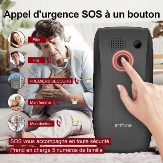 Artfone C1+ 2G 1,77" Clavier Large Bouton SOS Chargeur