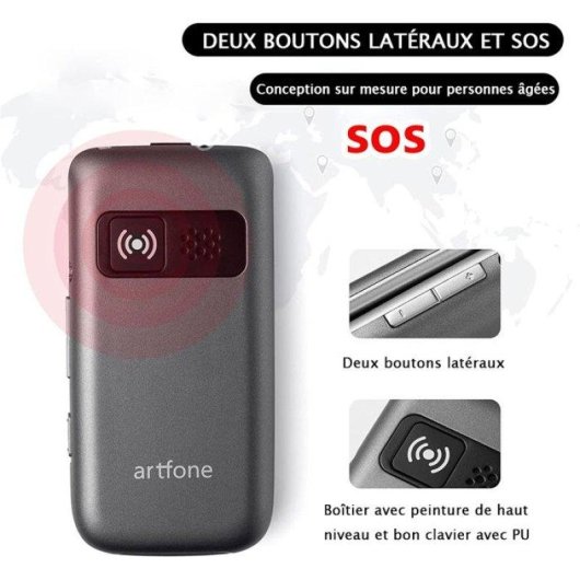 Artfone G6 4G 2,4" Double SIM Bouton SOS Noir