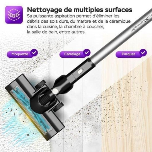 Aspirateur sans Fil Turbotronic VS280 180W 40 min Noir 2 en 1 Ciclonique