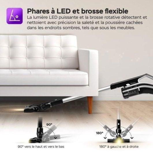 Aspirateur sans Fil Turbotronic VS280 180W 40 min Noir 2 en 1 Ciclonique