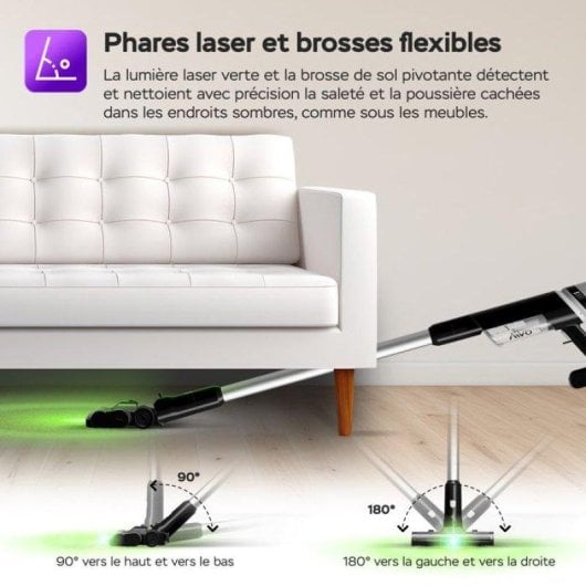 Aspirateur sans Fil Turbotronic TT-AIV6 120W 25 min Laser Noir 2 en 1