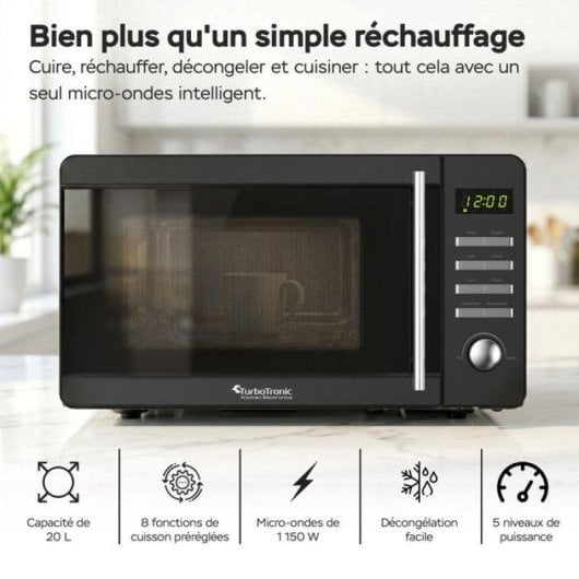 Microondes Turbotronic MW20 20 L 700 W 8 Programmes Noir