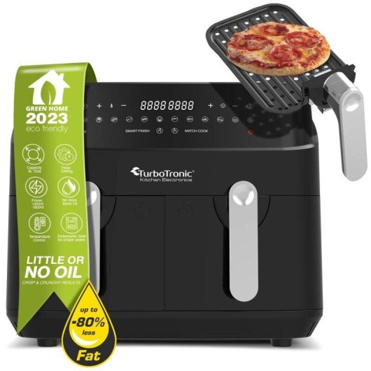 Airfryer Turbotronic DAF5 Double Panier XXL 9L 1600W Noir