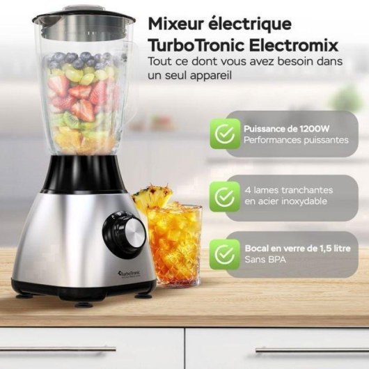 Mixeur Turbotronic Bg5 1500 W Bol en verre 1,5 L Pulse Glace