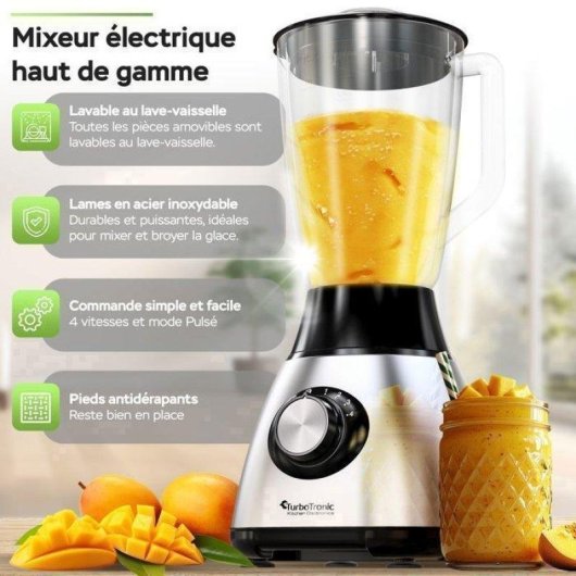Mixeur Turbotronic Bg5 1500 W Bol en verre 1,5 L Pulse Glace
