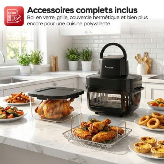 Airfryer Turbotronic AFG6 6L 1600W Cuve Verre 7 Programmes Noir