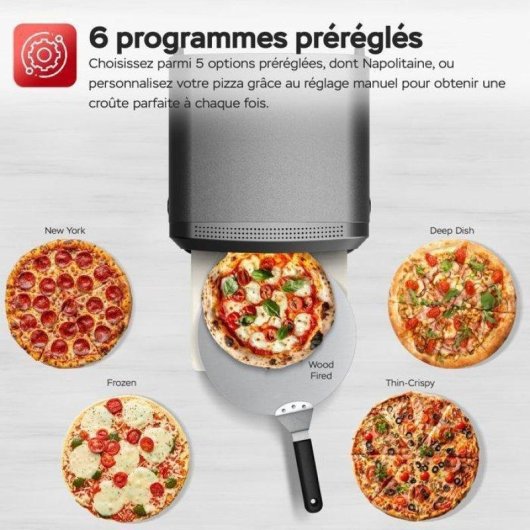 Four à pizza TurboTronic PO14 électrique 2200W 400°C 37cm Pierre incluse