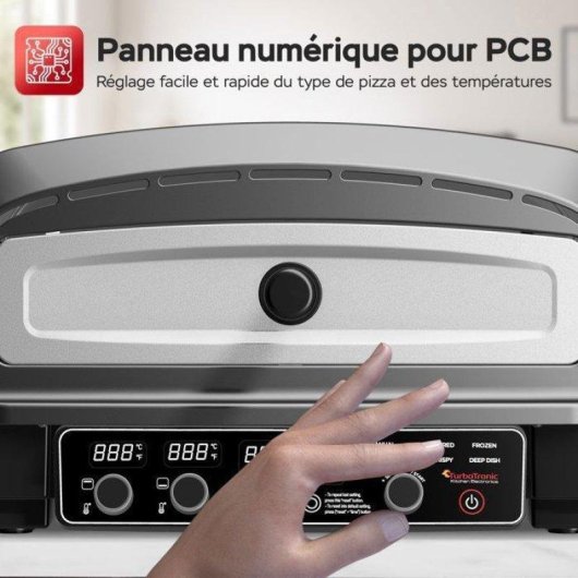 Four à pizza TurboTronic PO14 électrique 2200W 400°C 37cm Pierre incluse
