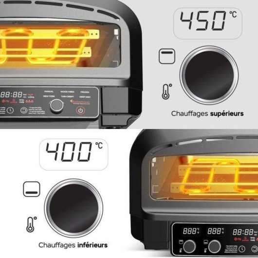 Four à pizza TurboTronic PO14 électrique 2200W 400°C 37cm Pierre incluse