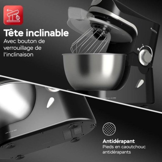 Robot de cuisine Turbotronic TT-002 Pro-Mix 2000W 5L 6 vitesses bol inox