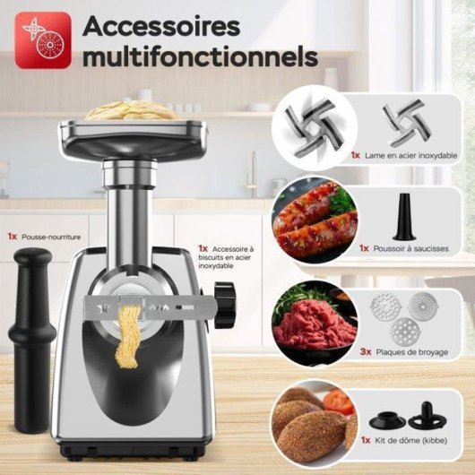 Hachoir a viande Turbotronic TT-MG20 550 W 2000 W max 3 plaques