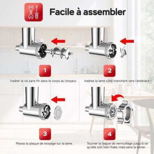 Hachoir a viande Turbotronic TT-MG20 550 W 2000 W max 3 plaques