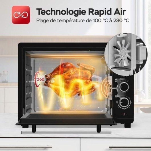 Mini Four Turbotronic EV35 Convection 35L 1600W 230°C Minuterie Noir