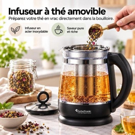 Bouilloire Turbotronic TT-LED11 1,5 L 2200 W 5 températures filtre à thé
