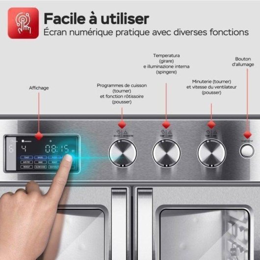 Mini Four TurboTronic AFD32 2-en-1 AirFryer 32L 1700W 12 Programmes Inox
