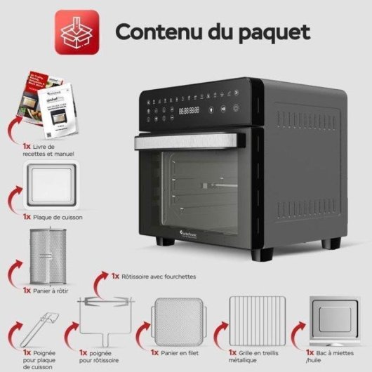 Mini Four Turbotronic AFO14 2-en-1 AirFryer Convection 14L 1800W 18 Programmes Noir