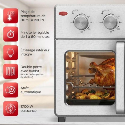Mini Four Turbotronic AF32MFD 2-en-1 AirFryer 32L 1700W 12 Programmes Gris