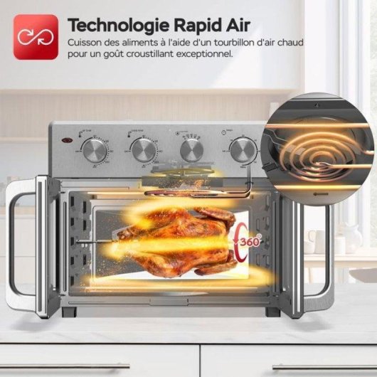 Mini Four Turbotronic AF32MFD 2-en-1 AirFryer 32L 1700W 12 Programmes Gris