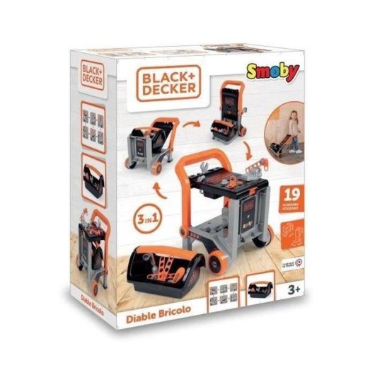 Smoby Black+Decker Carrito 3 en 1 7600360219 18 piezas