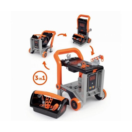 Smoby Black+Decker Carrito 3 en 1 7600360219 18 piezas