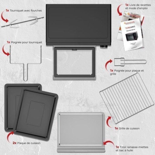 Mini Four Turbotronic EV45 45L 2000W 230°C Convection Gril Noir