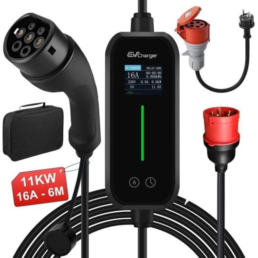 Chargeur EV Portatif JUNSUN 11kW Type 2 Cable 6m