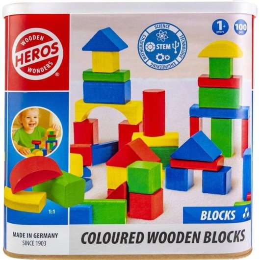 Hero Bloques de Madera Multicolor Set Infantil 100 piezas