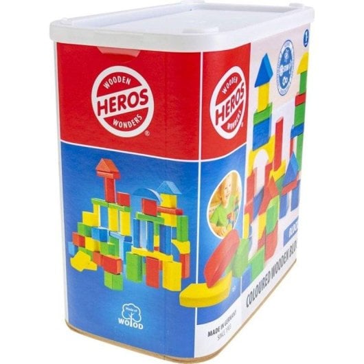 Hero Bloques de Madera Multicolor Set Infantil 100 piezas